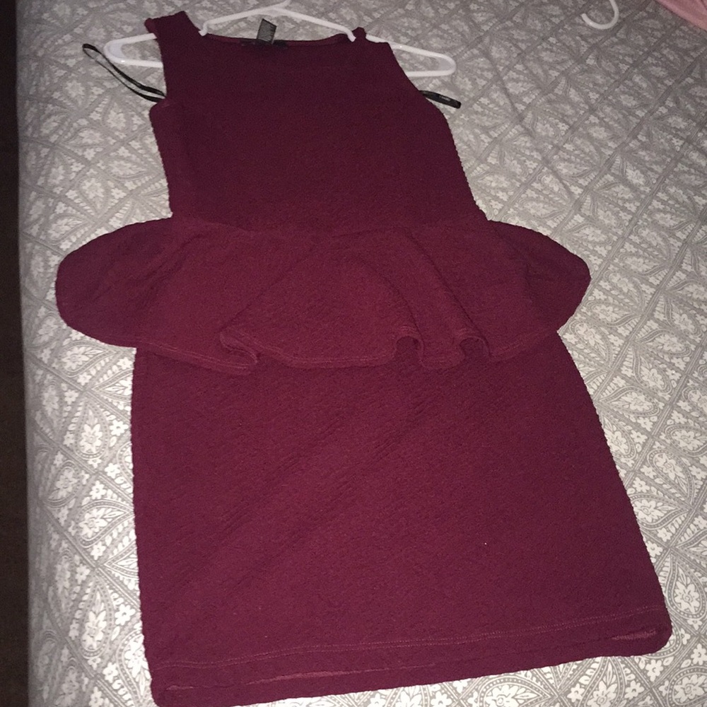 Burgundy peplum style dress